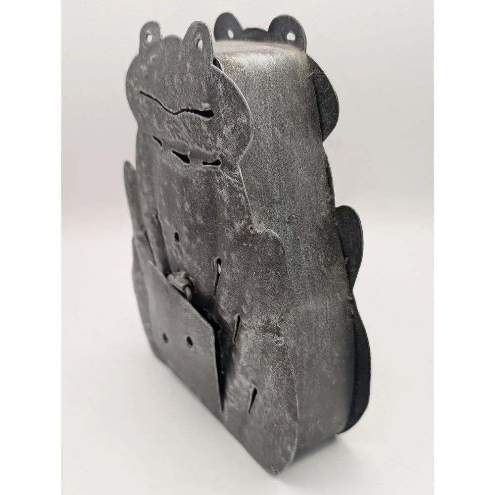 Rustic Metal Frog Toad Candle Lantern Holder Tealight Votive Lantern Silver Grey